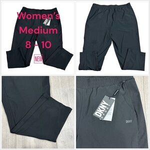 Women's DKNY Sport M Medium 8 - 10 Pull-On Ribbed Inset Cropped Pant Pants Black